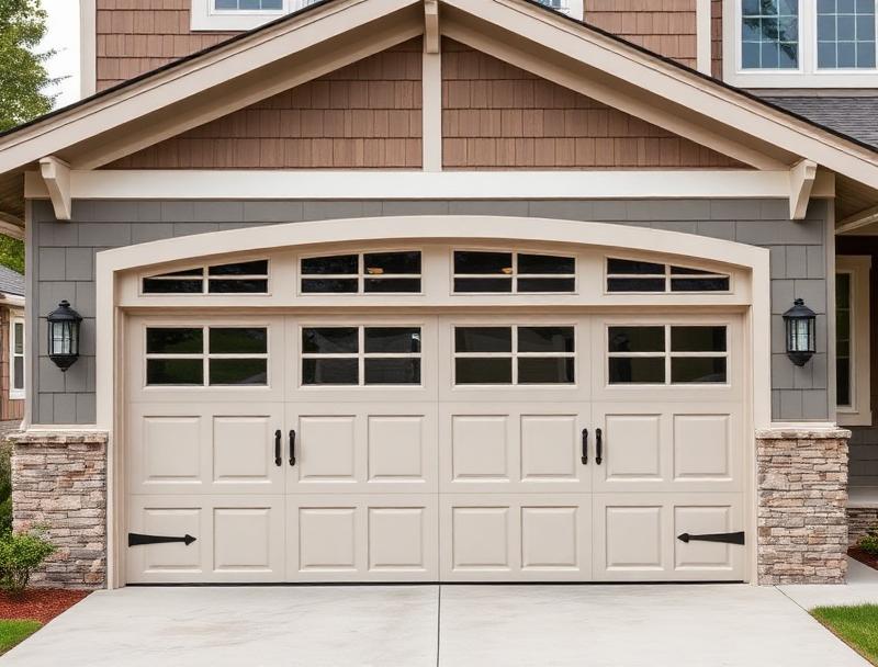 Various garage door styles displayed on homes in Hendersonville NC neighborhood